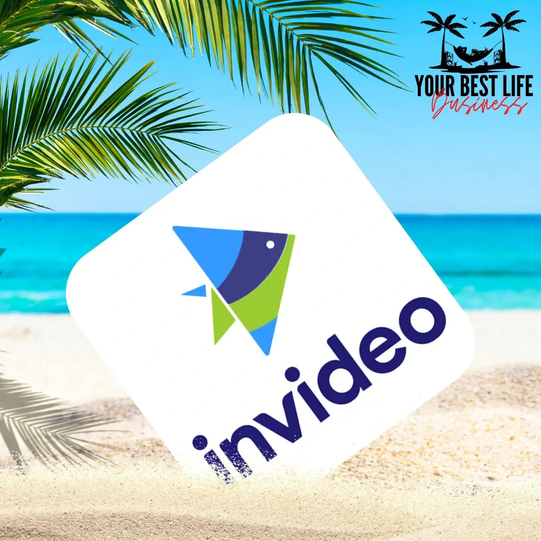 Invideo Ai Video Editor Logo on The Beach for Content Creators 
