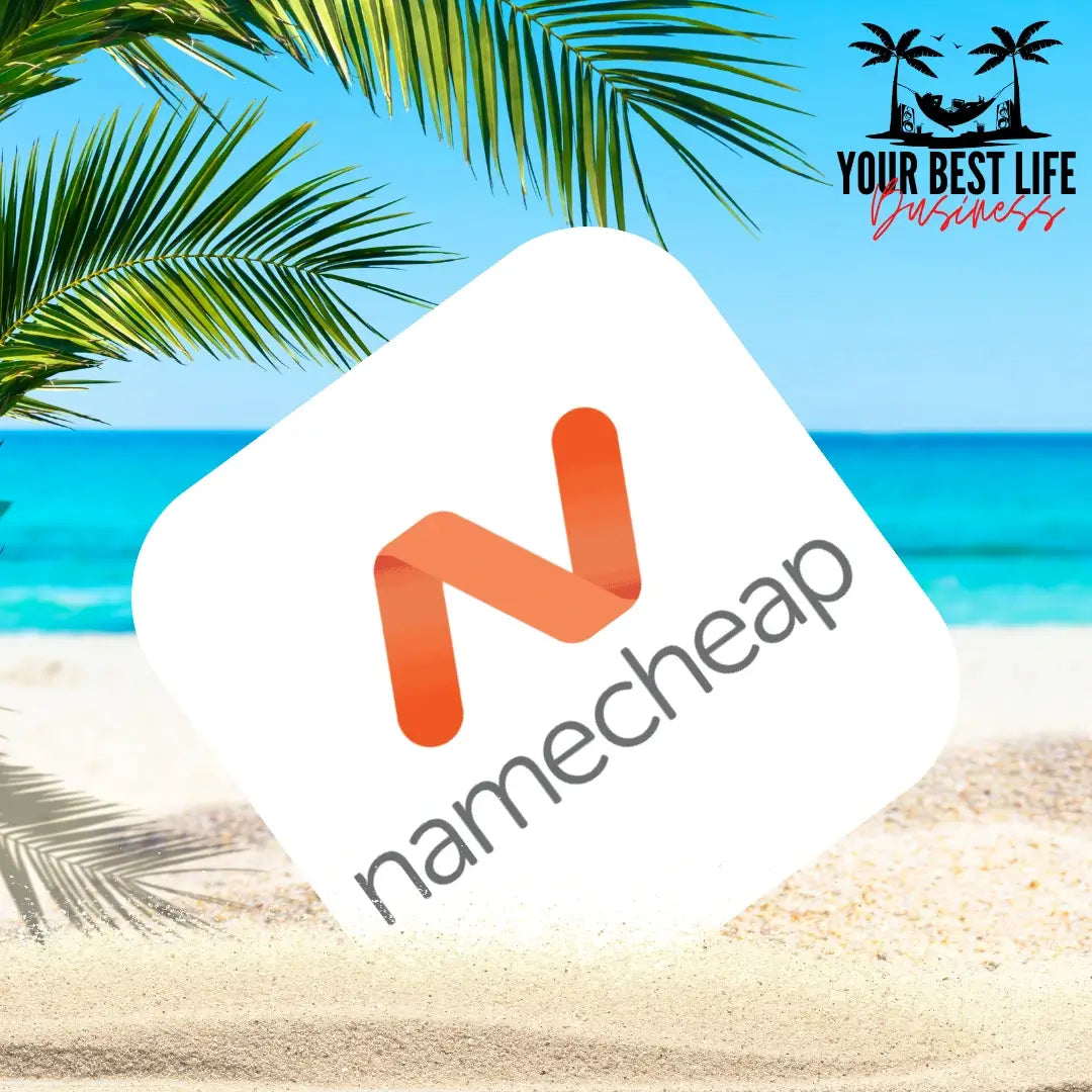 NameCheap Logo in the Sand at The Beach Web Hosting And Domain Registrar Company