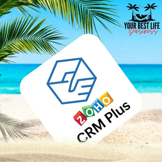 An image of the Zoho CRM logo, a stylized letter Z, relaxing on a beach chair with a tropical drink in hand, embodying the idea of streamlining business processes for a more relaxed and fulfilling work-life balance.